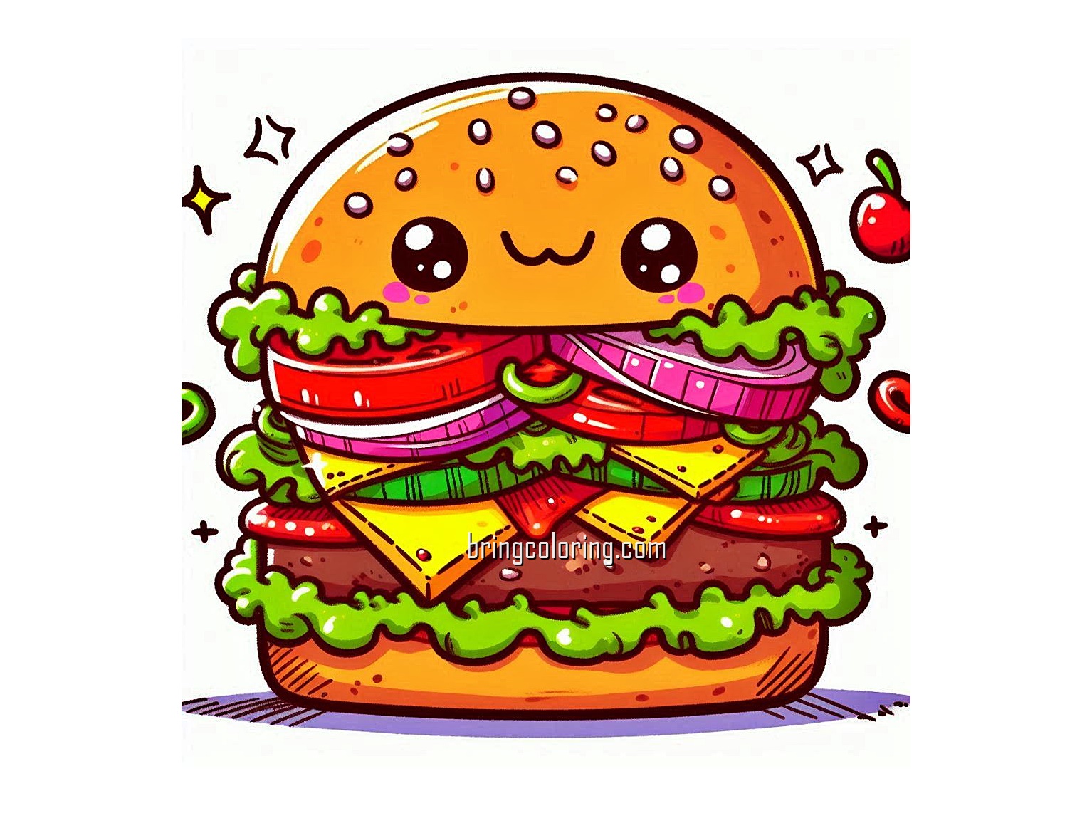 Delicious Burger Coloring Pages for Kids 4 image is burger coloring