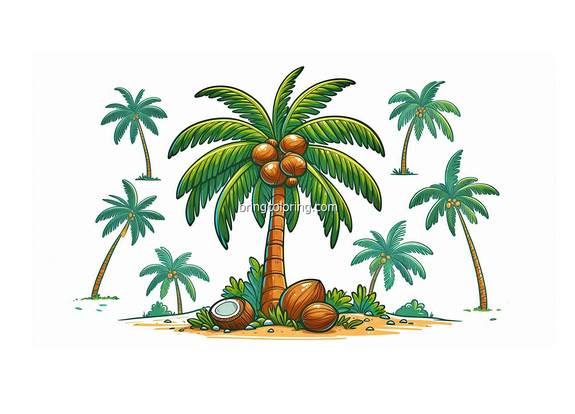 Coconut Tree Coloring Pages for Kids 4 image of coconut tree coloring