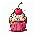image of cupcake with cherry coloring