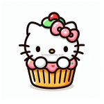 Cupcake with Hello Kitty Coloring Page for Kids image of cupcake with hello kitty coloring