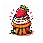 Sweet Cupcake with Strawberry Fun! image of cupcake with strawberry coloring