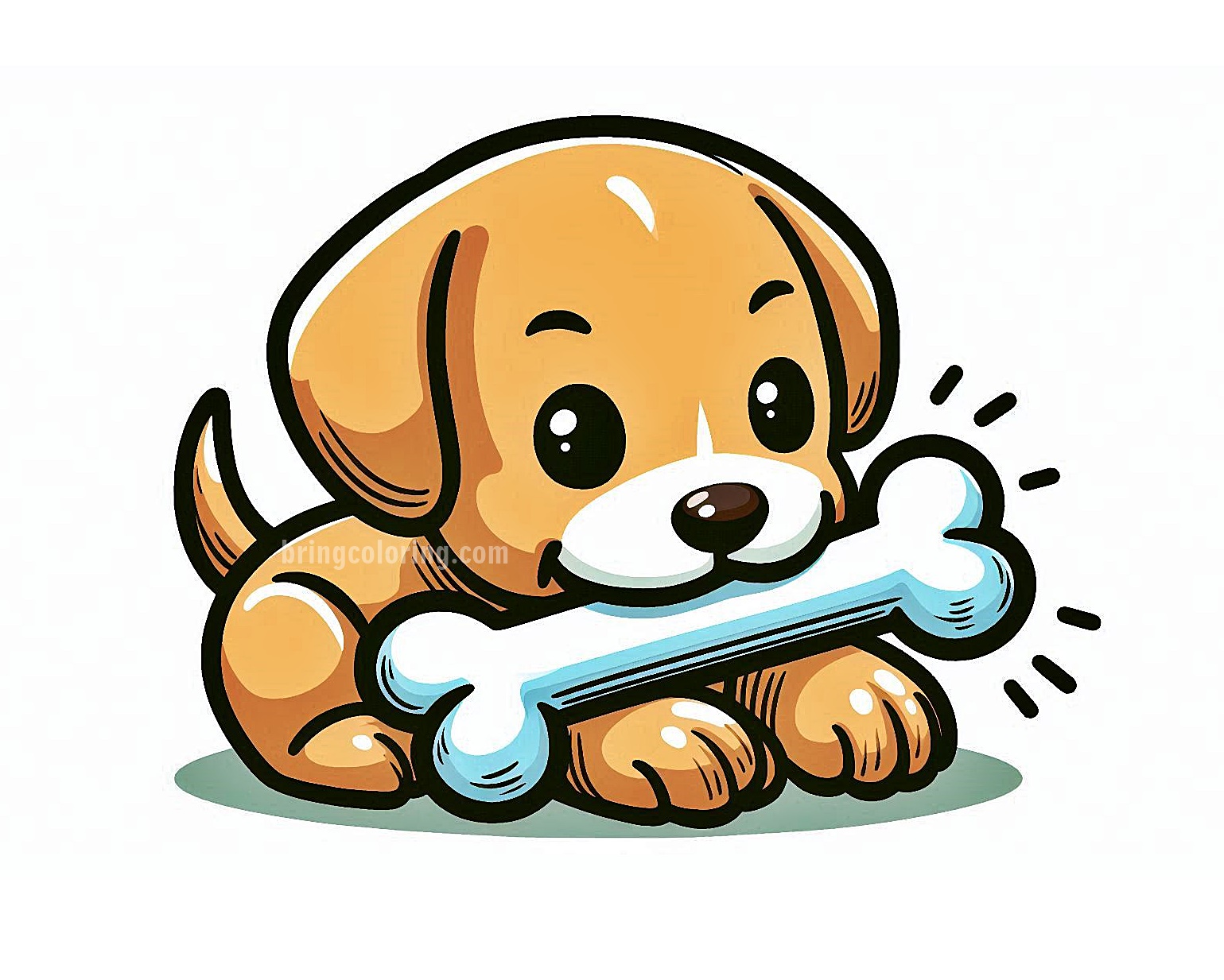 Puppy Biting Bone Coloring Pages 4 image of cute puppy coloring