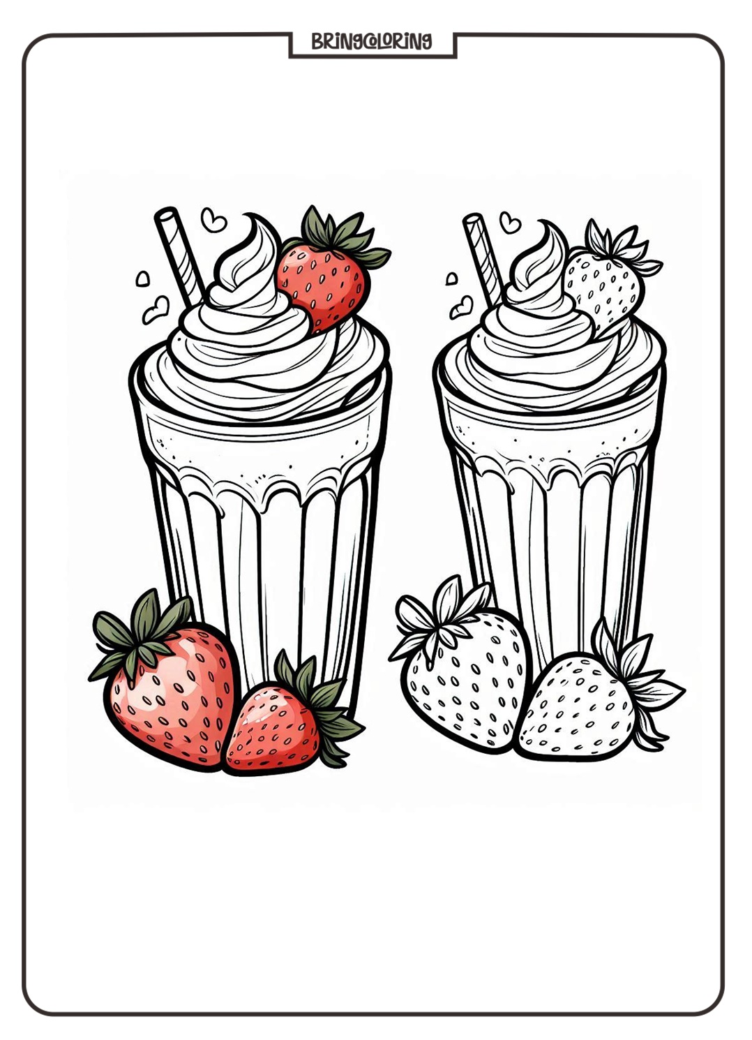Strawberry Milkshakes are Sweet, Fresh, and Full of Color! 1 milkshake drink with strawberry coloring for kids
