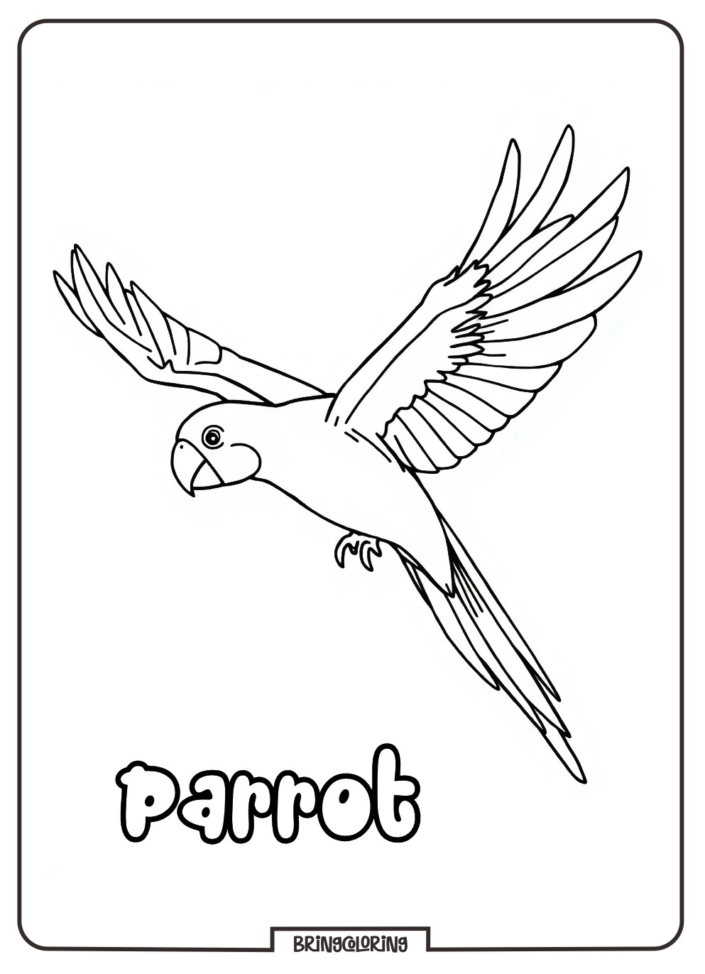 Let's Color a Flying Parrot 3 parrot in flight coloring pages for Kids