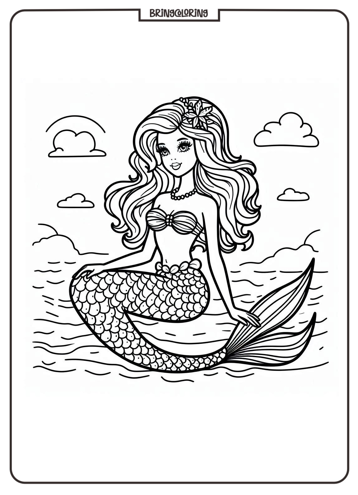 Welcome to the Barbie Mermaid Coloring Pages for Kids! 1 Barbie mermaid coloring online page for kids