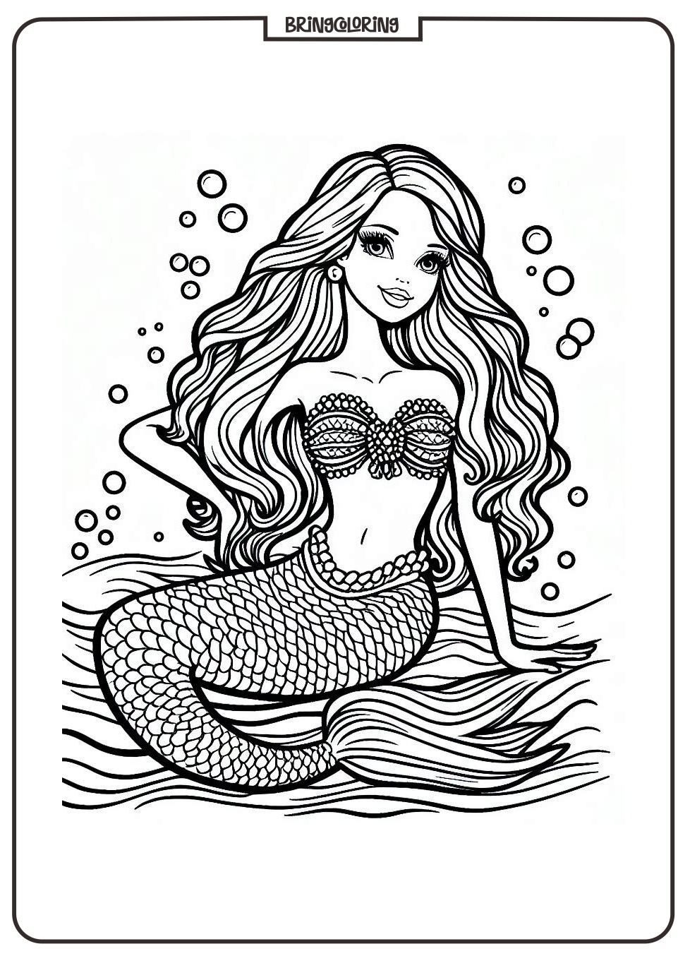 Welcome to the Barbie Mermaid Coloring Pages for Kids! 2 Barbie mermaid coloring online page