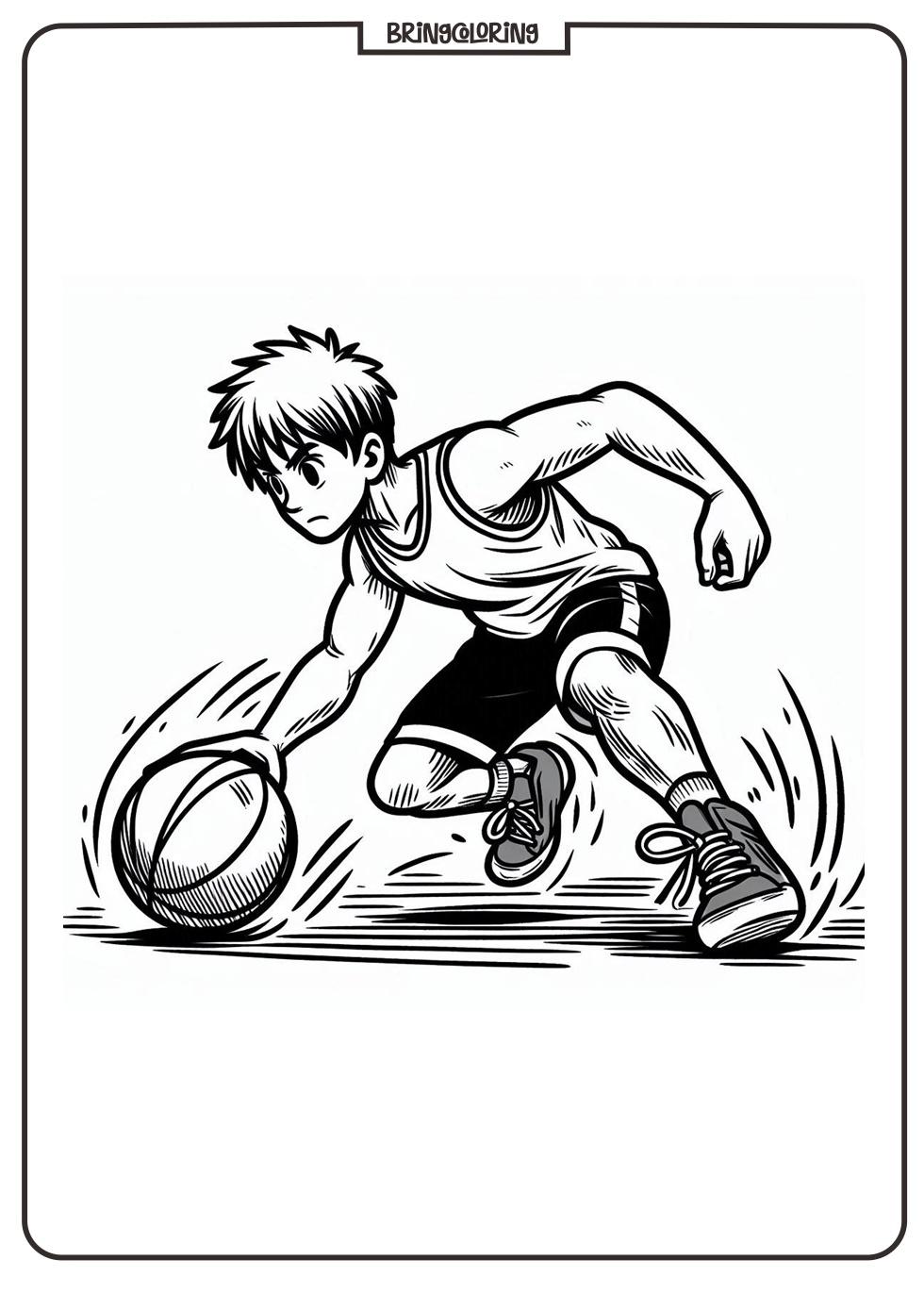 Basketball Great Dribbling Coloring Page for Kids