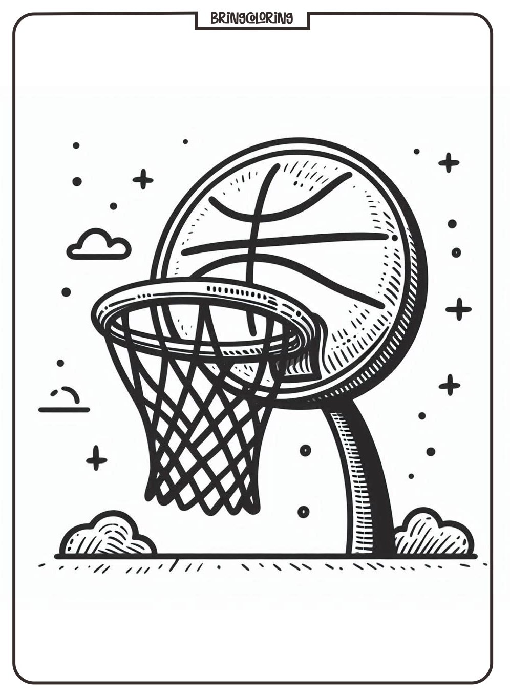 Basketball Hoop and Backboard Coloring bringcoloring.com