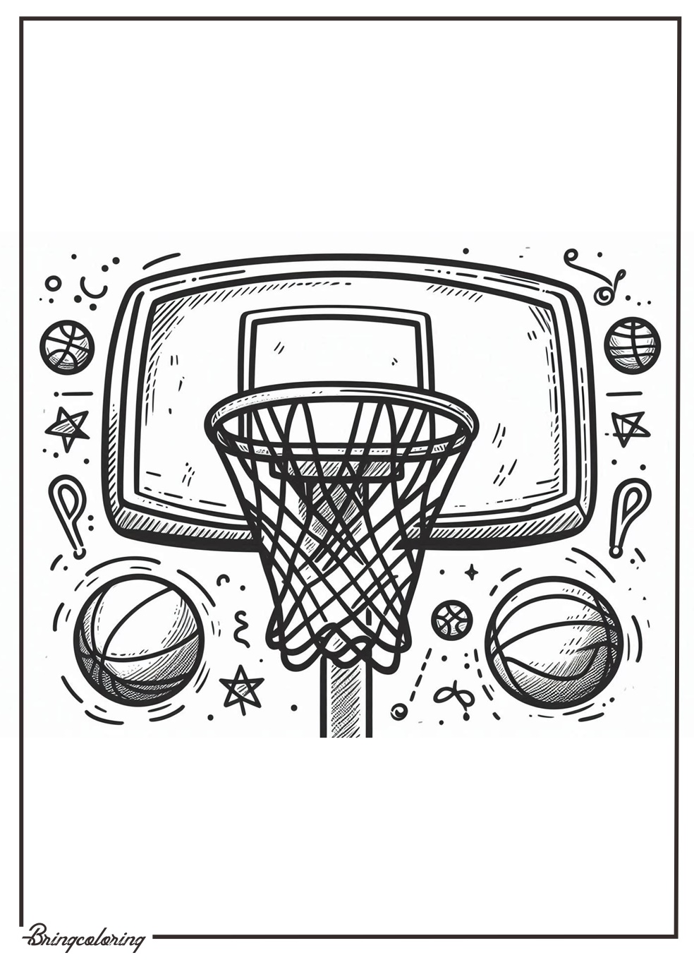 Basketball Hoop and Backboard Coloring