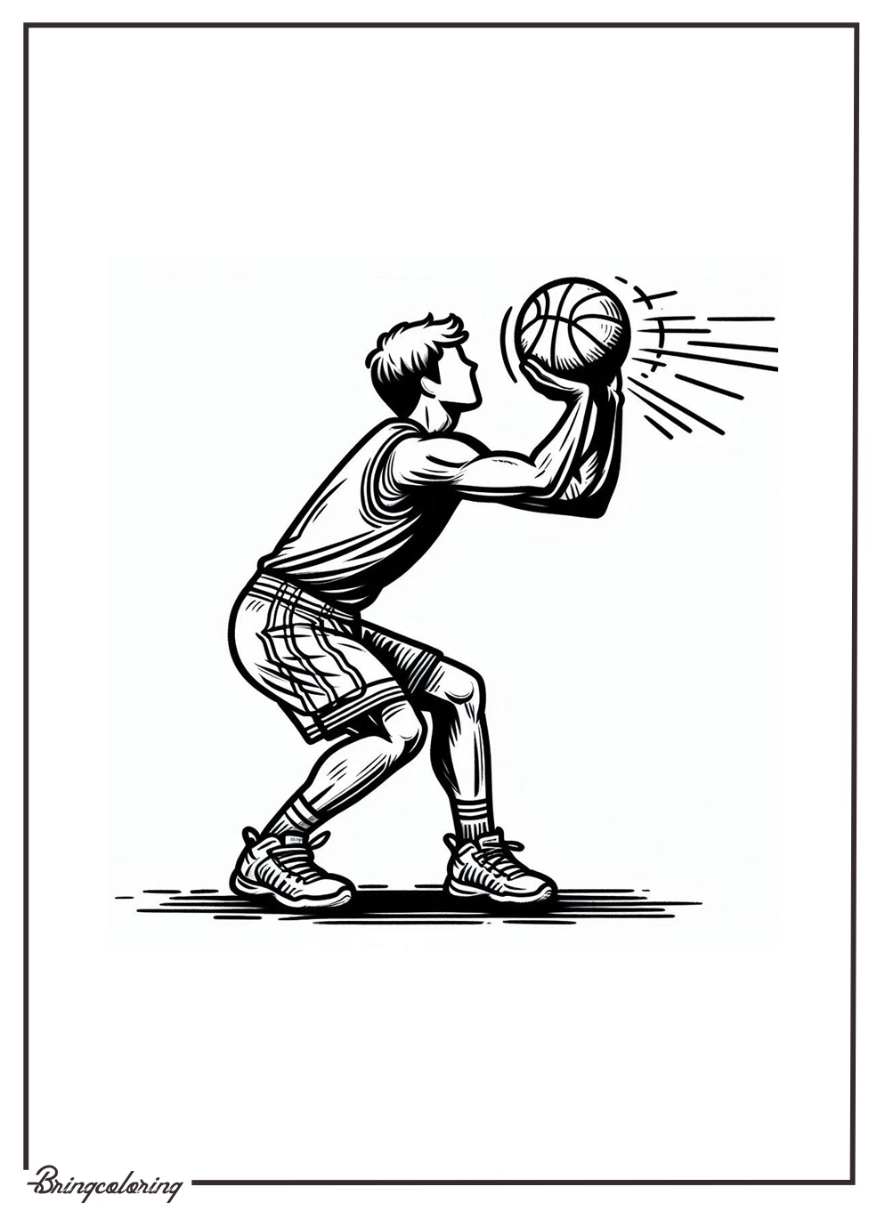Basketball Shooting Coloring Online Page for Kid
