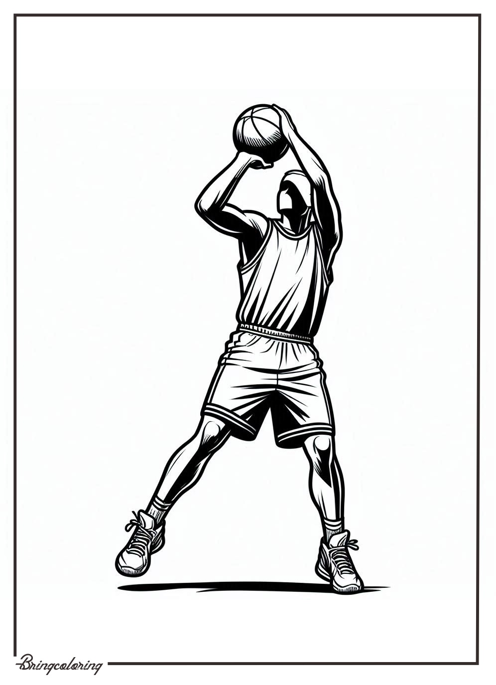 Basketball Shooting Coloring Online Page for Kids