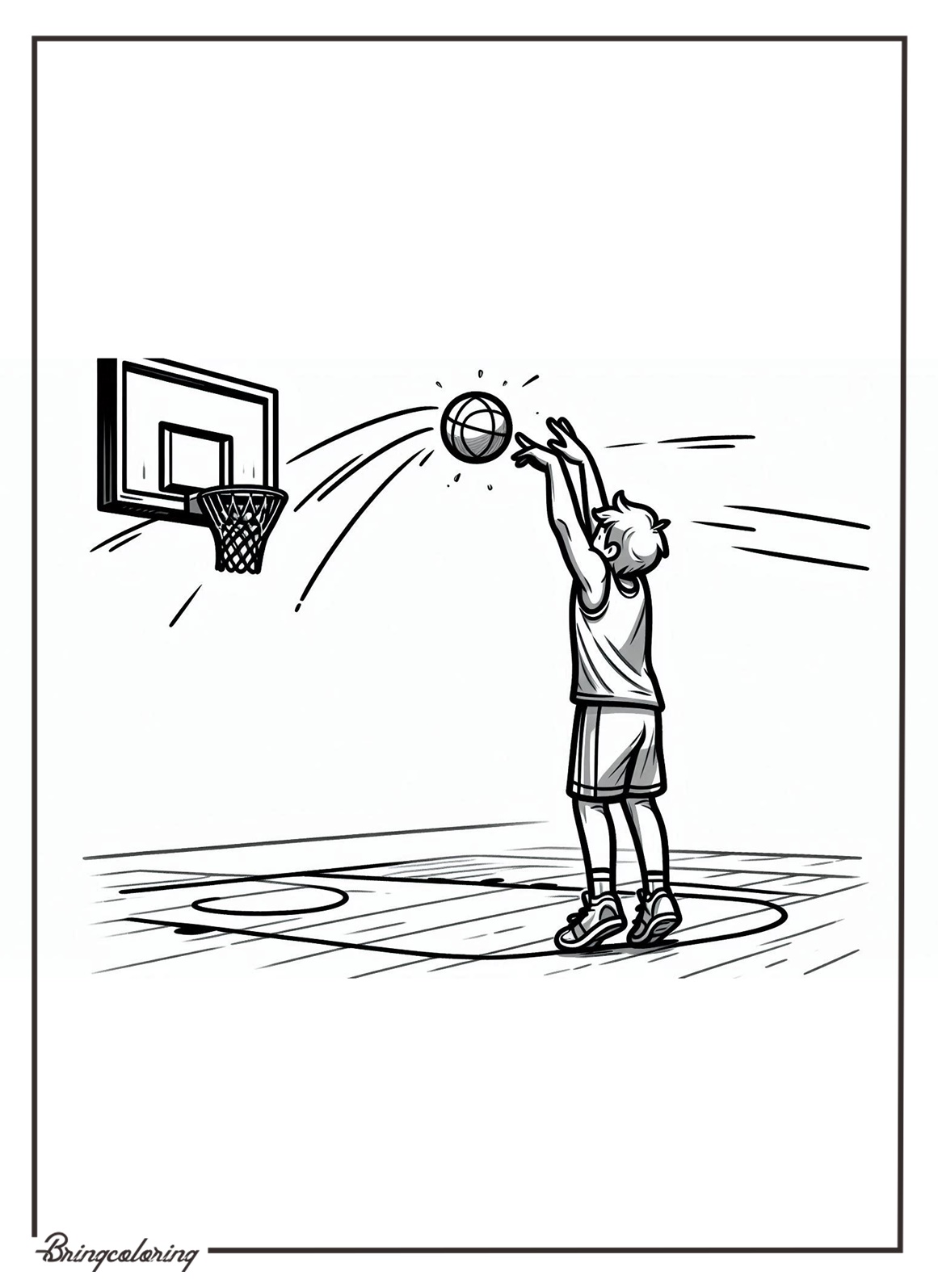 Basketball Shooting Coloring Online Pages for Kid