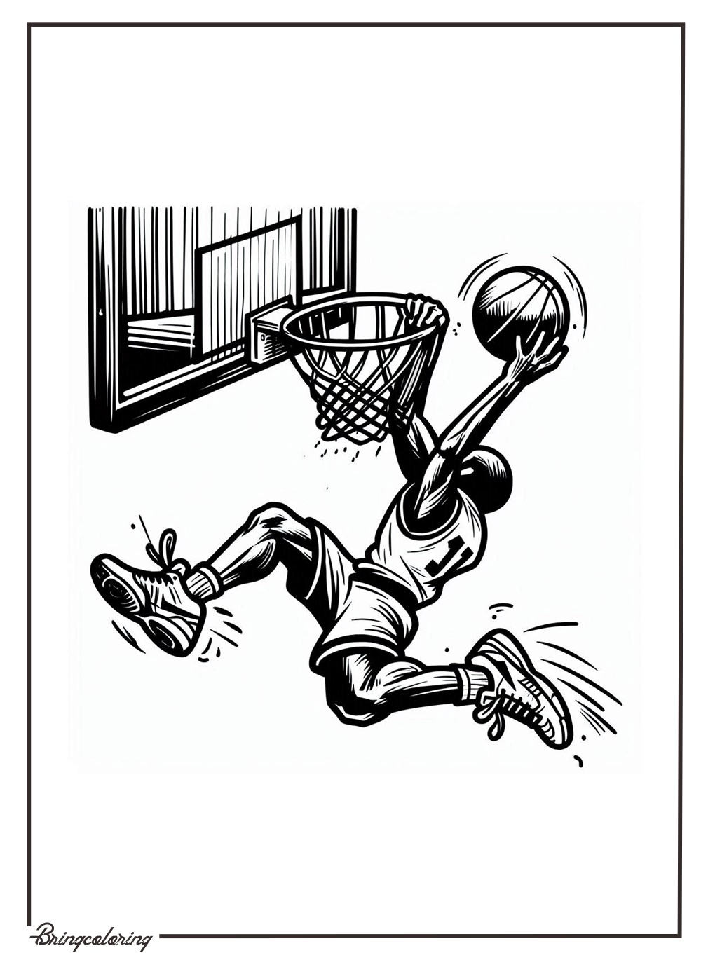 Basketball SlamDunk Coloring Online Page bringcoloring.com