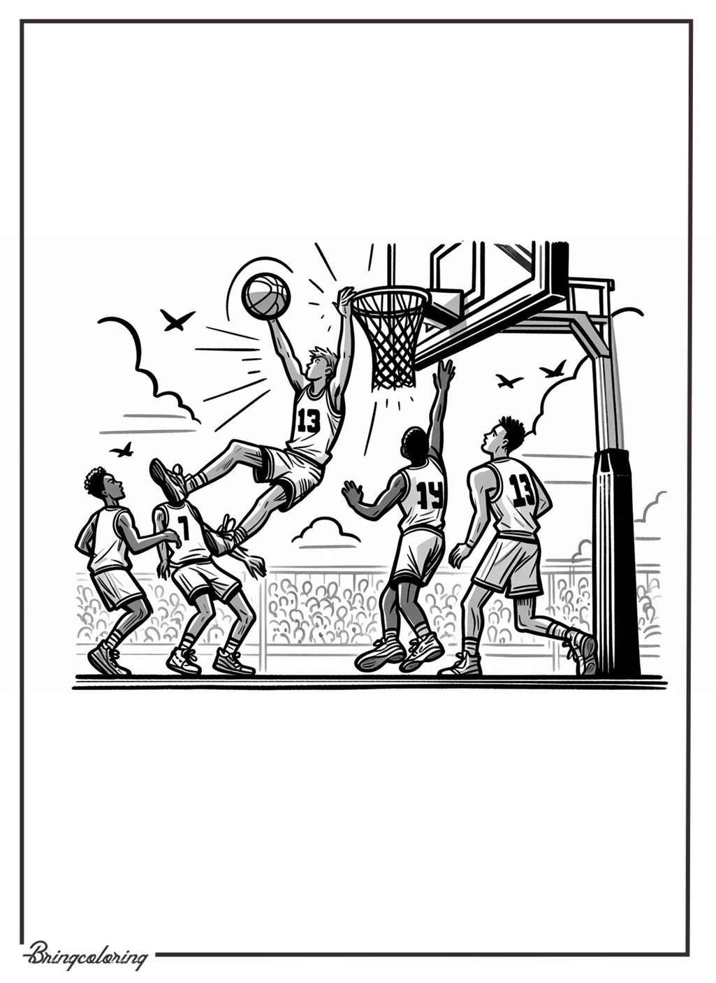 Basketball SlamDunk Coloring Online Pages bringcoloring.com