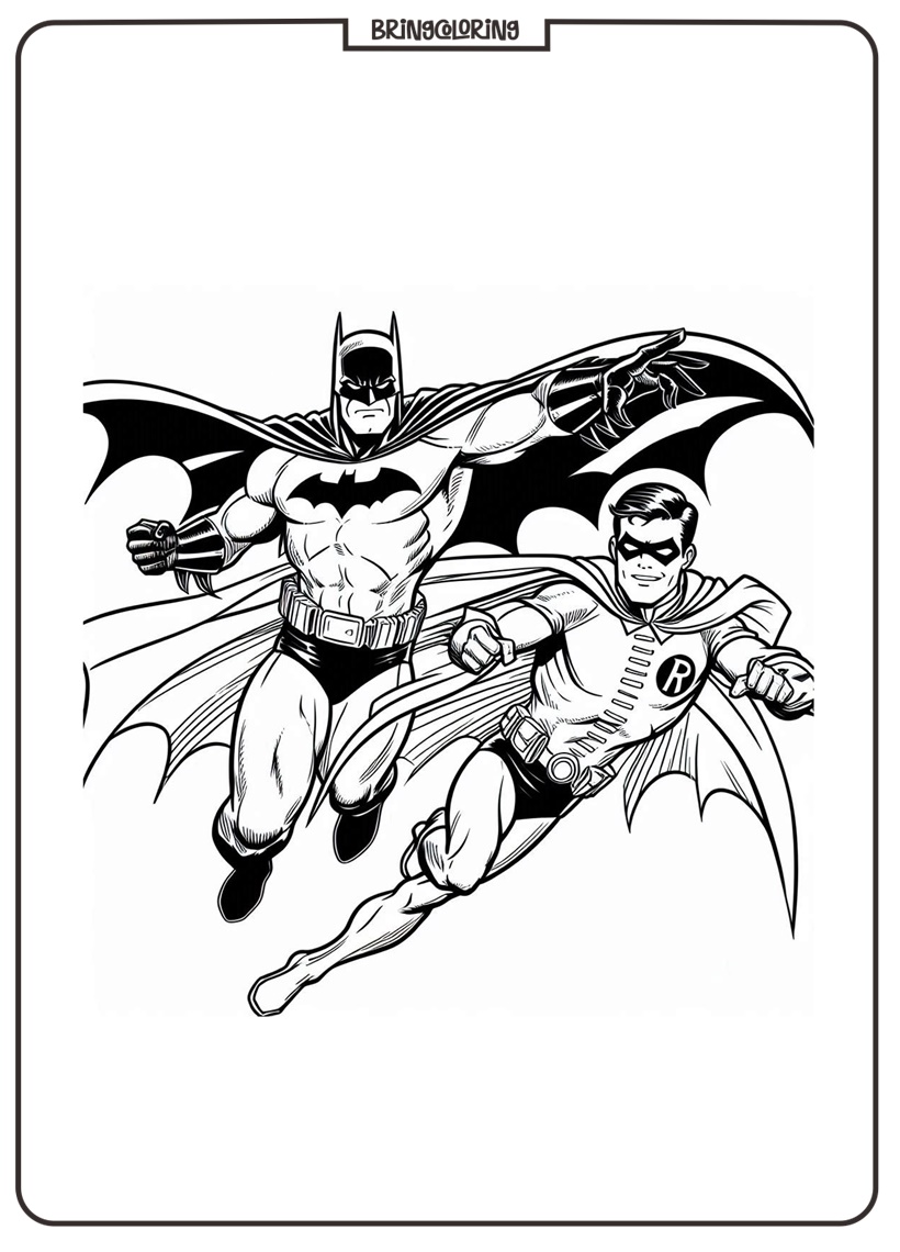 Batman and Robin in Action Coloring Pages 1 Batman Robin in Action Coloring Pages Bringcoloring.com
