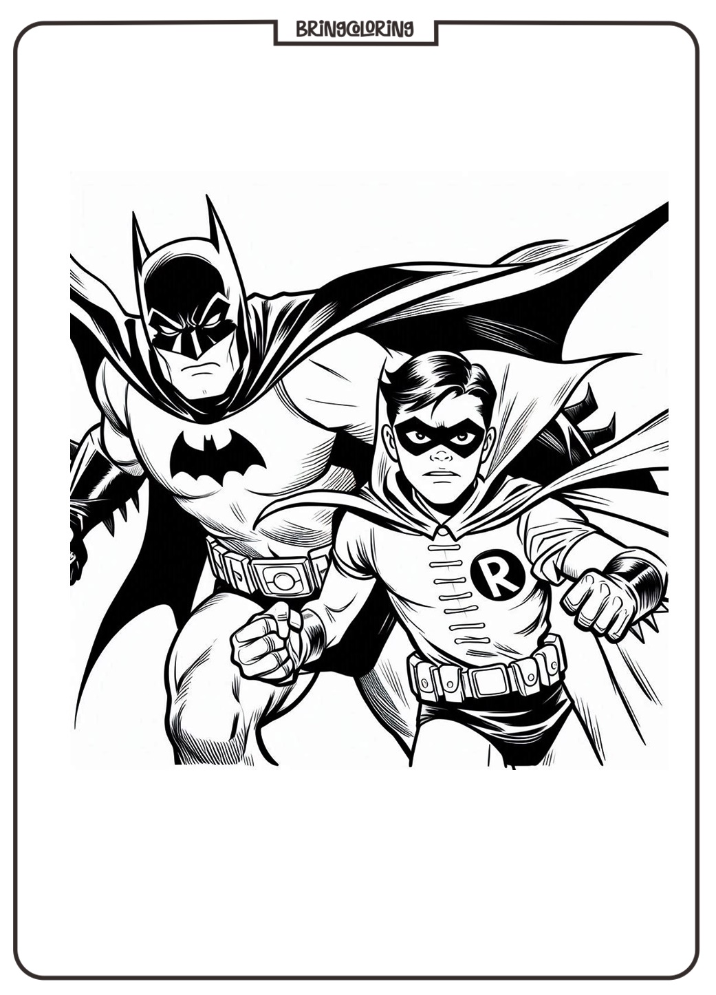 Batman and Robin in Action Coloring Pages 2 Batman Robin in Action to Color Bringcoloring.com