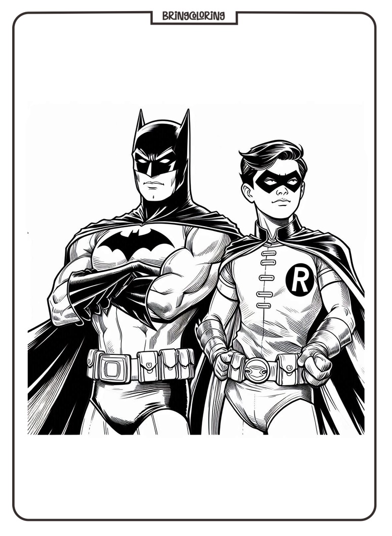 Get Ready to Join the Action with these Batman and Robin Coloring Pages 1 Batman and Robin Coloring Online Page