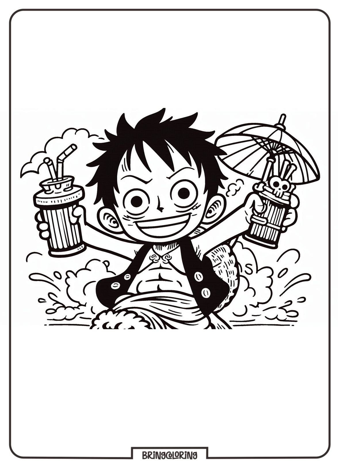 Cartoon Luffy One Piece Coloring Page Bringcoloring.com