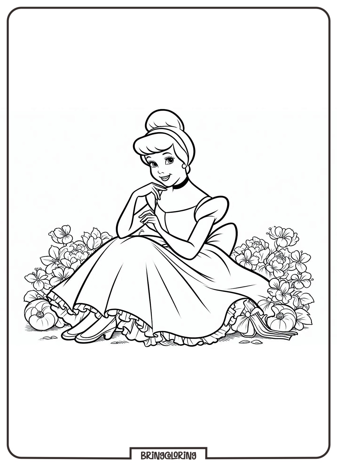 Cinderella Coloring Pages for Kids 1 Cinderella Coloring Online Page for Kids