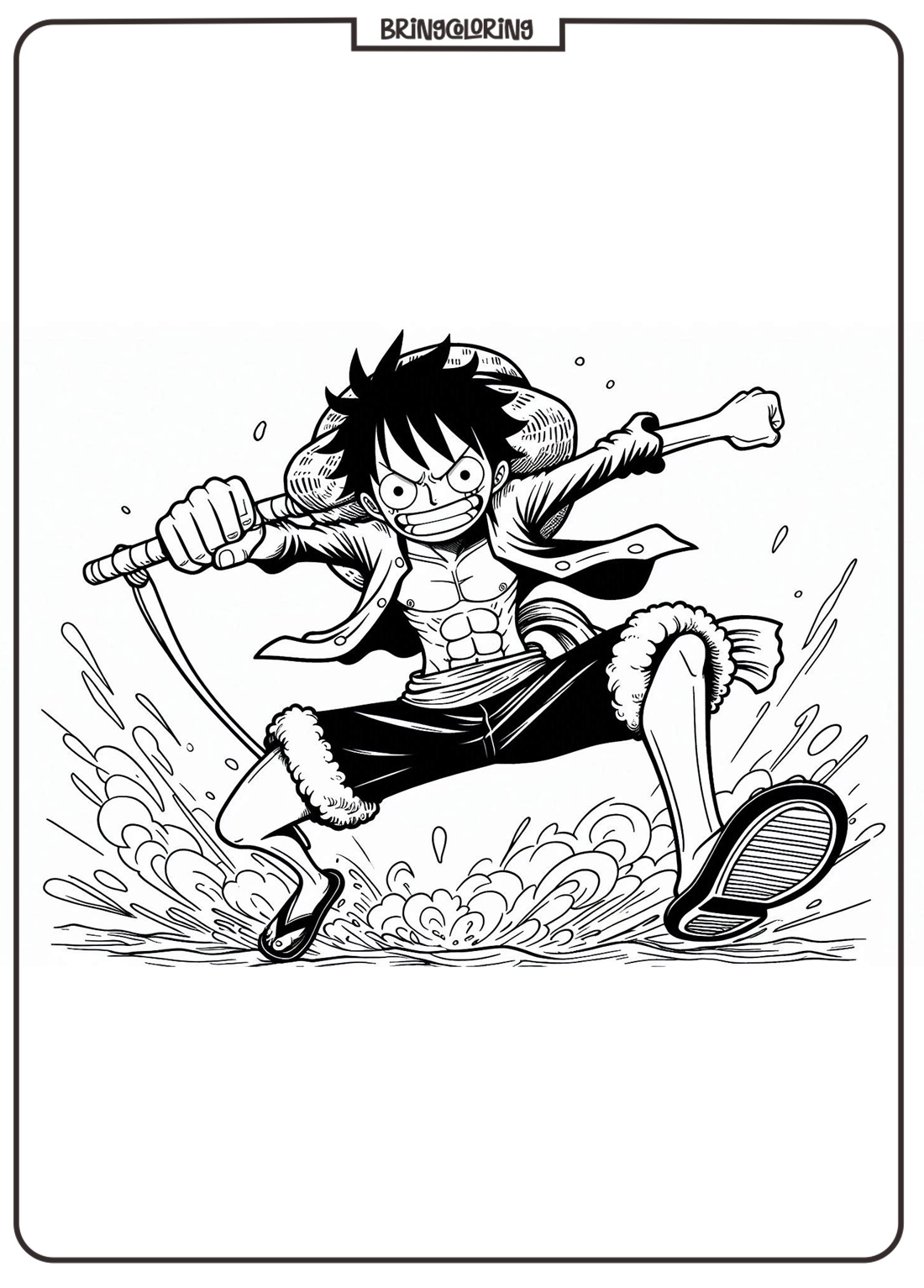 Coloring Page One Piece Luffy in Action Bringcoloring.com