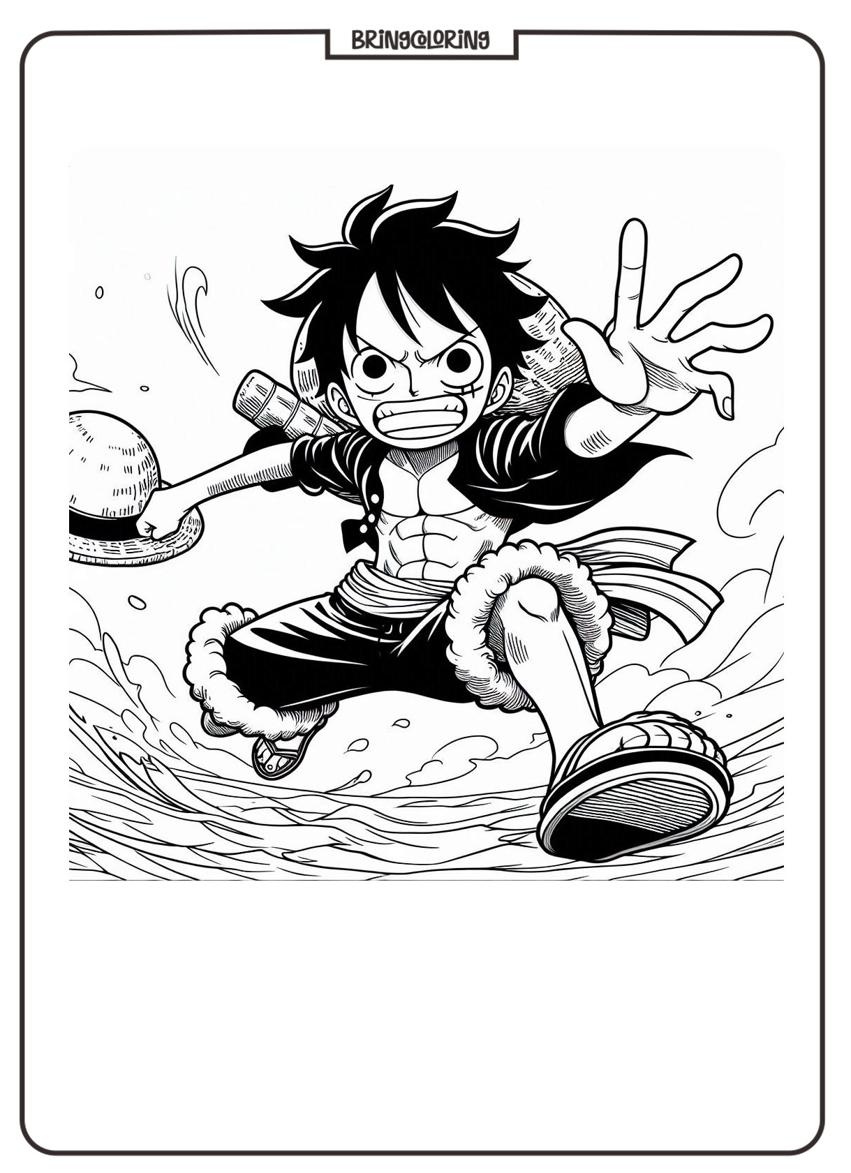 Coloring Pages One Piece Luffy in Action Bringcoloring.com