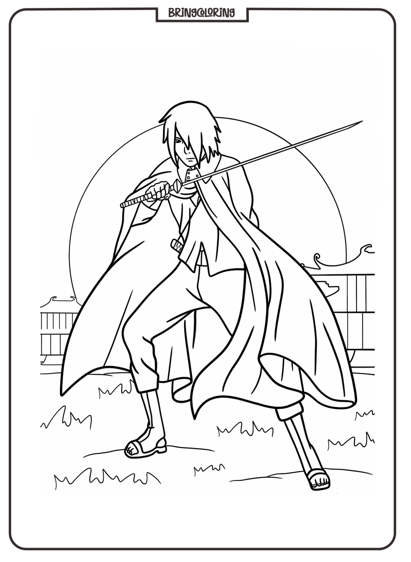Coloring Pages Uchiha Sasuke Using Kusanagi In Boruto