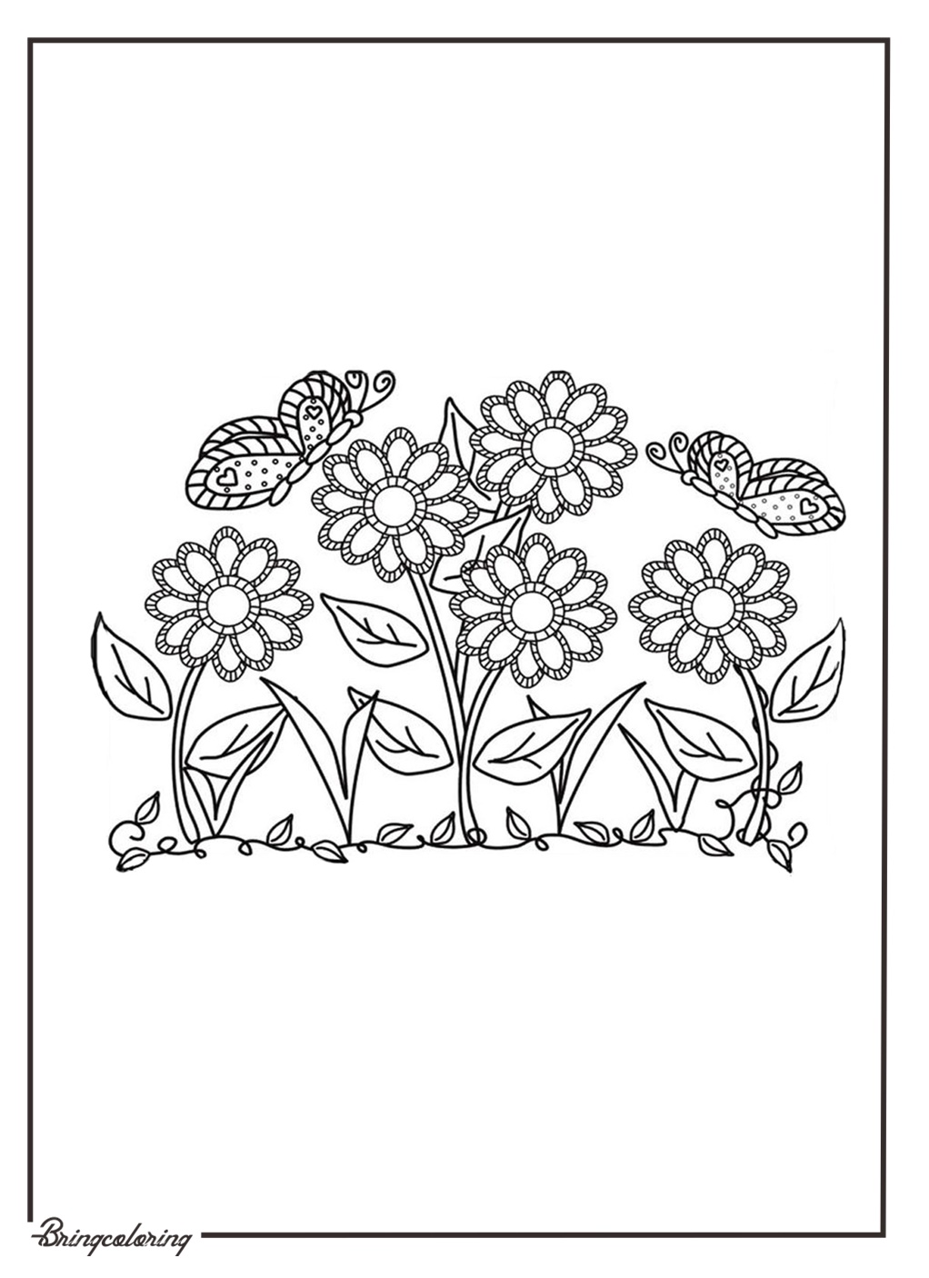 Welcome to our Flower Garden Coloring Pages for Kids 1 Flower Garden Coloring Online Page
