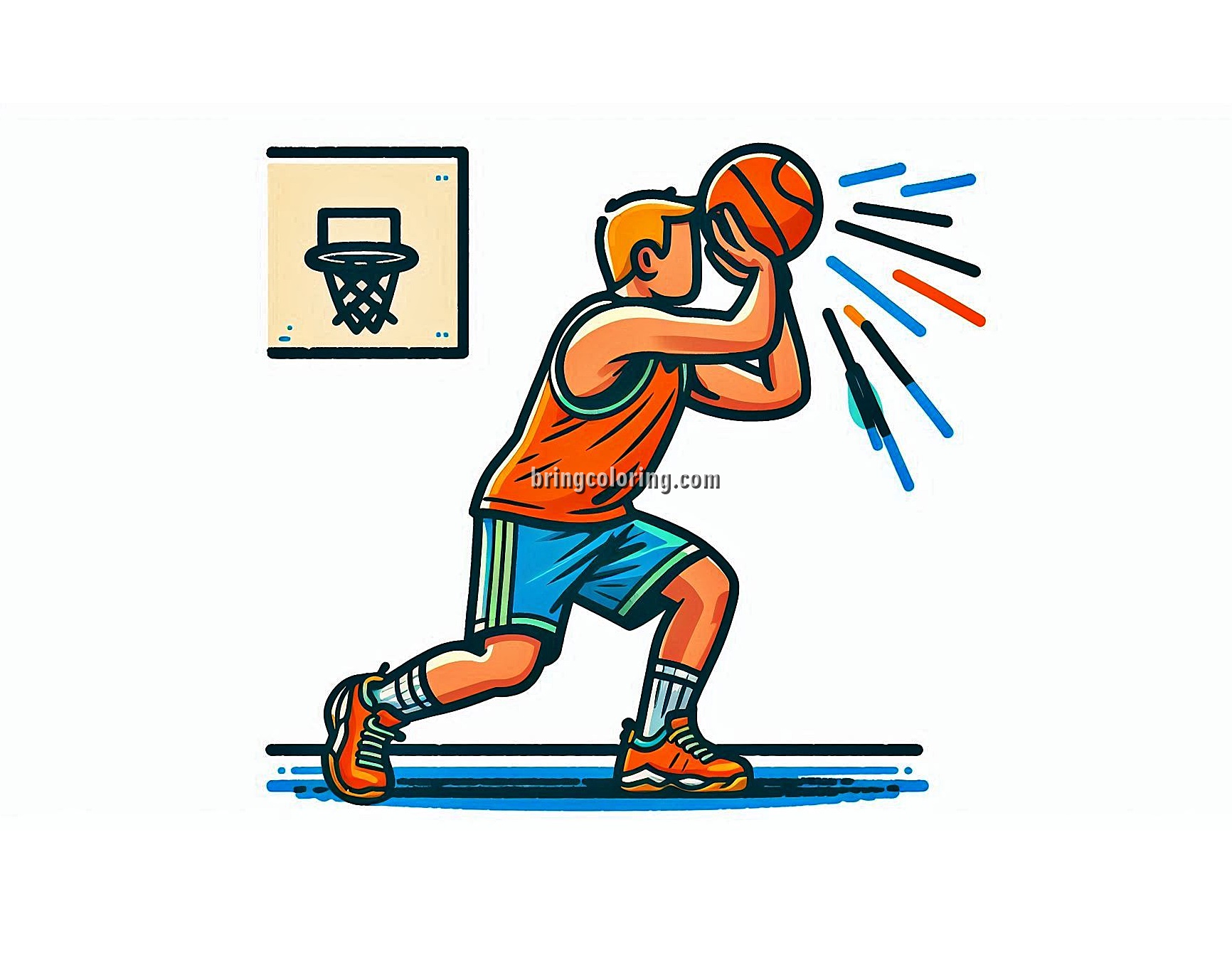 Image is Basketball Shooting Coloring
