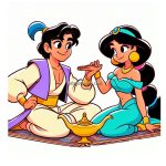 Image of Aladdin and Princess Jasmine Coloring
