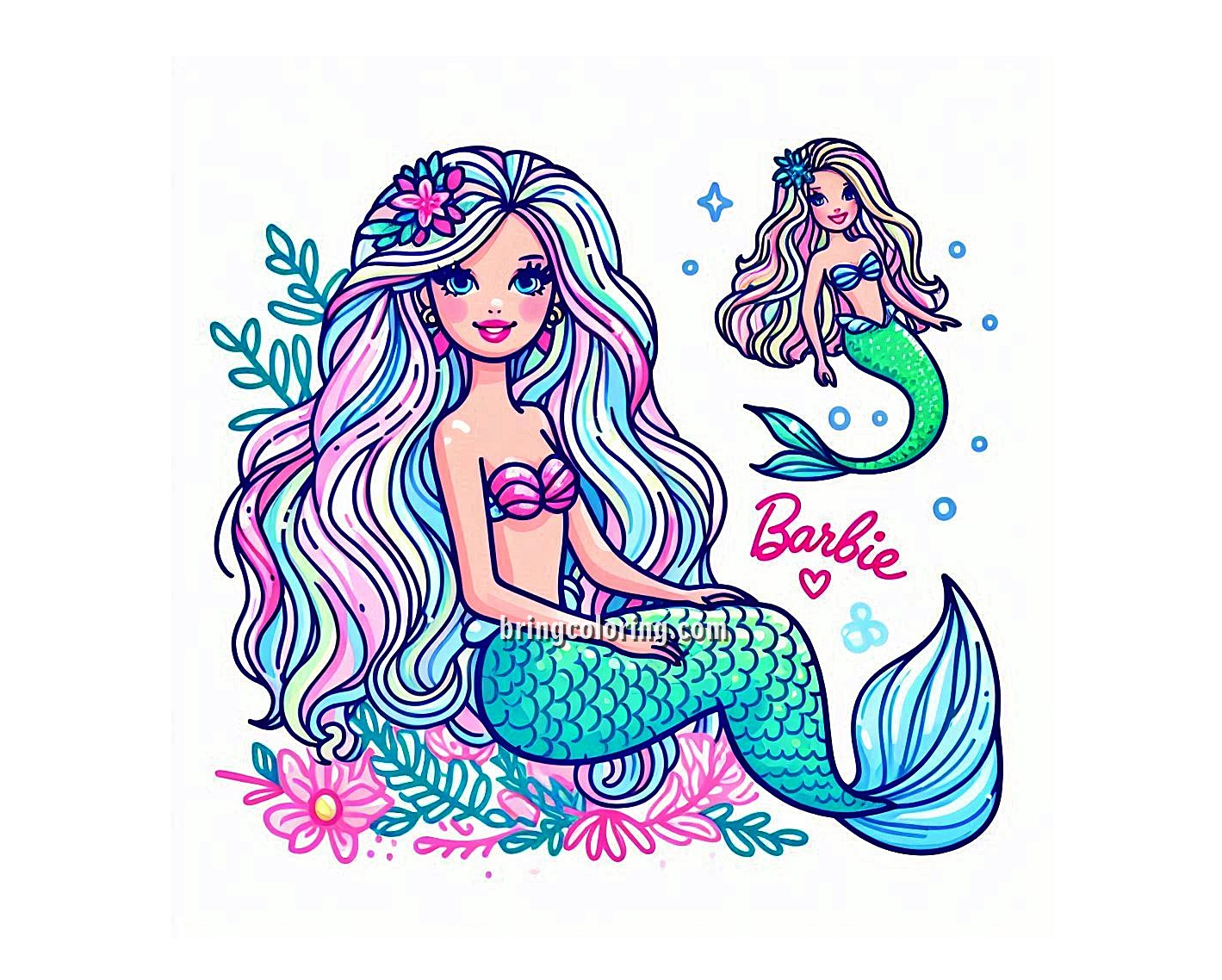 Welcome to the Barbie Mermaid Coloring Pages for Kids! 5 Image of Barbie mermaid coloring