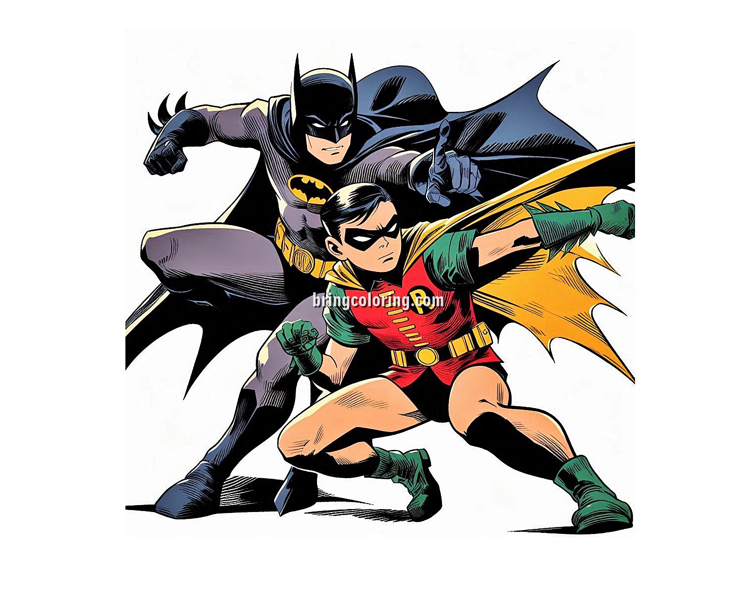Batman and Robin in Action Coloring Pages 3 Image of Batman Robin in Action Coloring