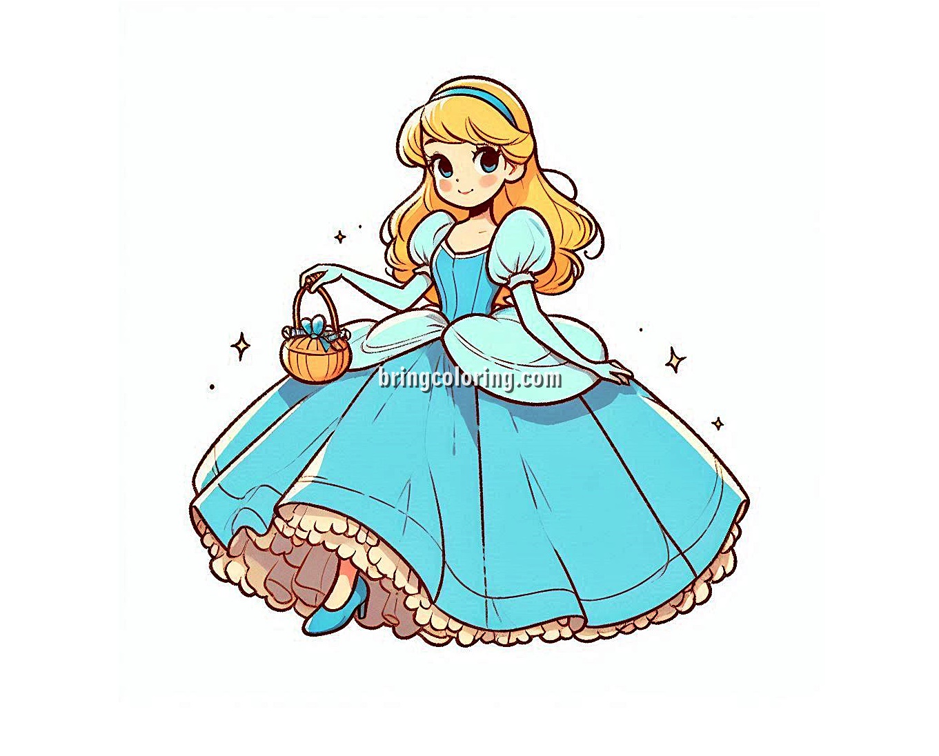 Cinderella Coloring Pages for Kids 4 Image of Cinderella Coloring