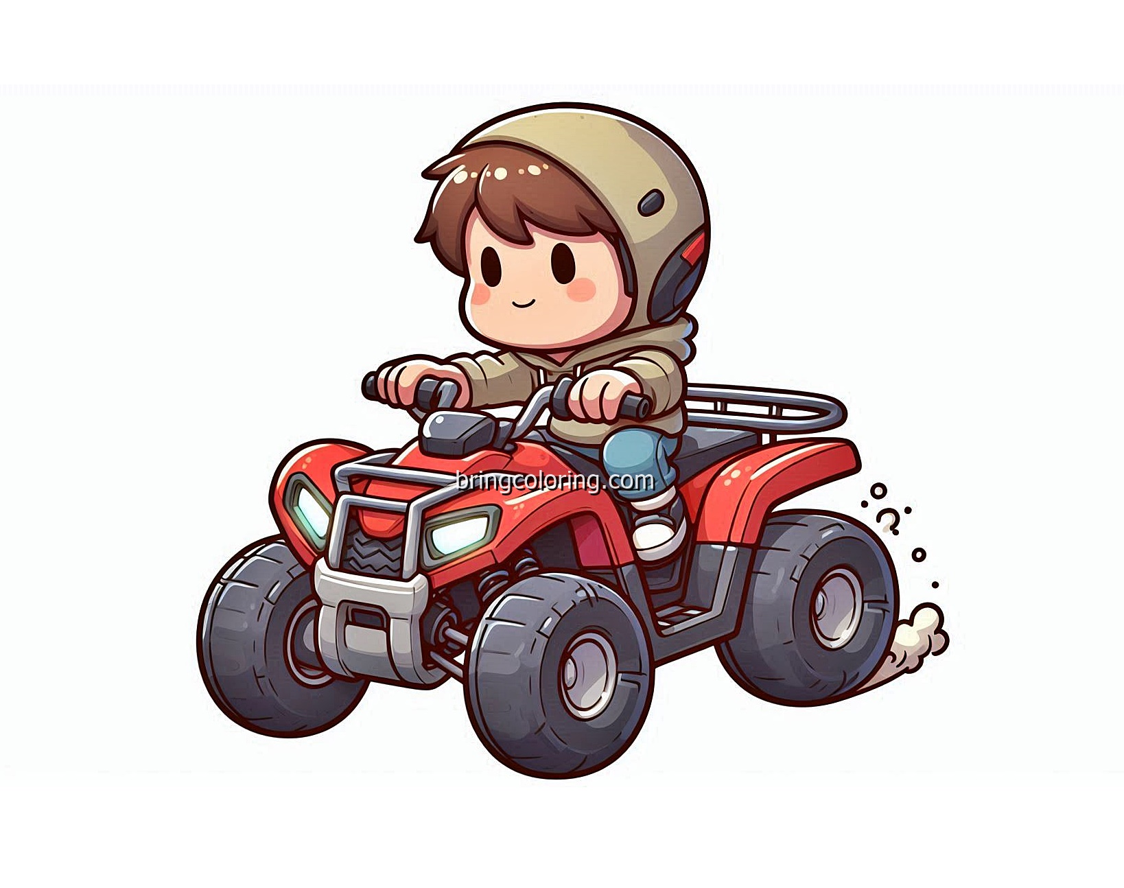 Image of Little Boy Riding ATV Coloring