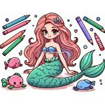 Dive Under the Sea with the Mermaid Coloring Pages for Kids Image of Mermaid coloring