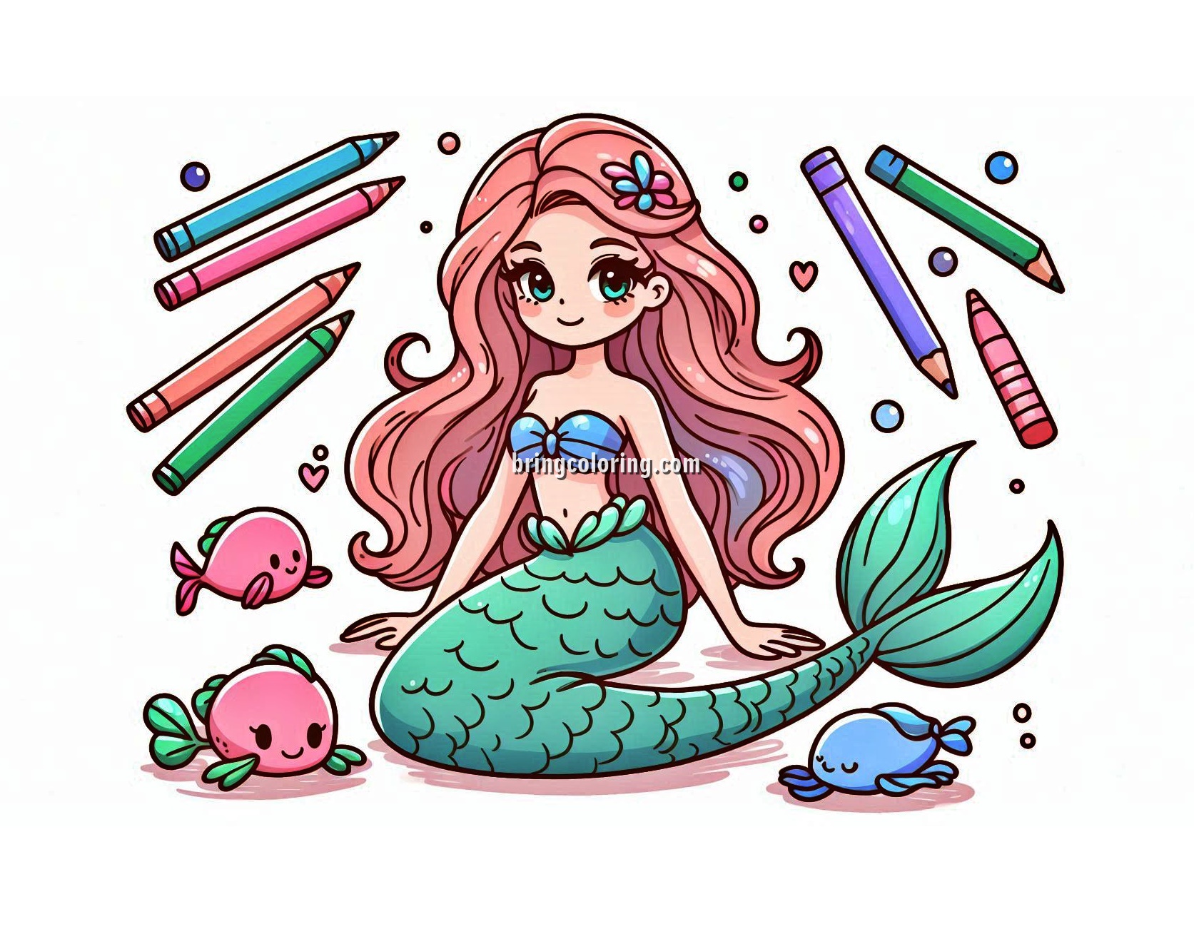 Dive Under the Sea with the Mermaid Coloring Pages for Kids 4 Image of Mermaid coloring