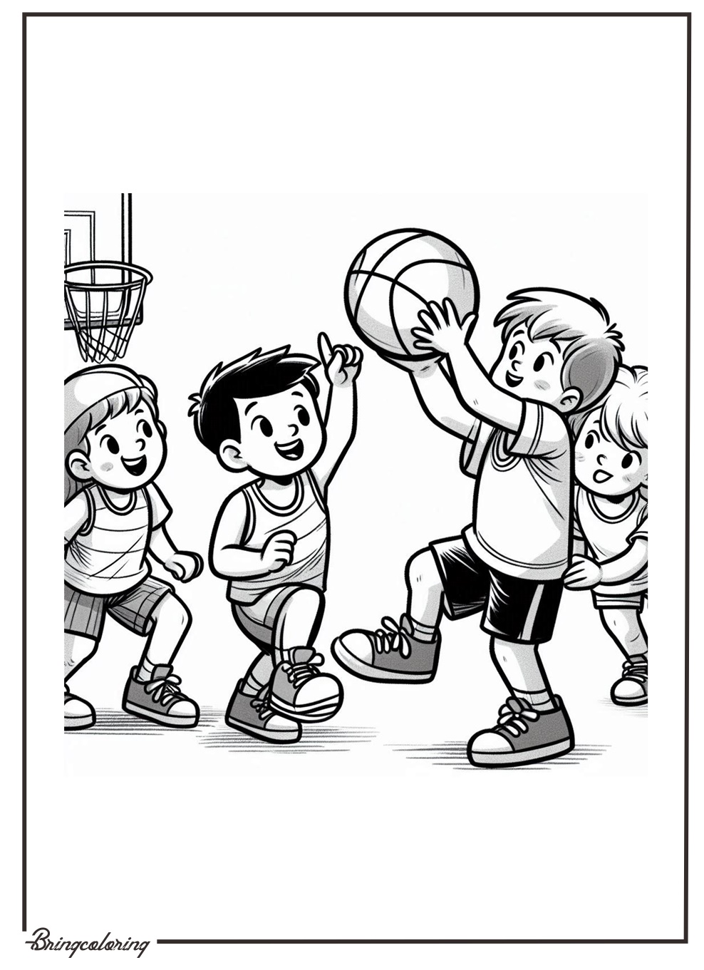 Kids Playing Basketball Coloring Pages 1 Kids Play Basketball Coloring Online Page