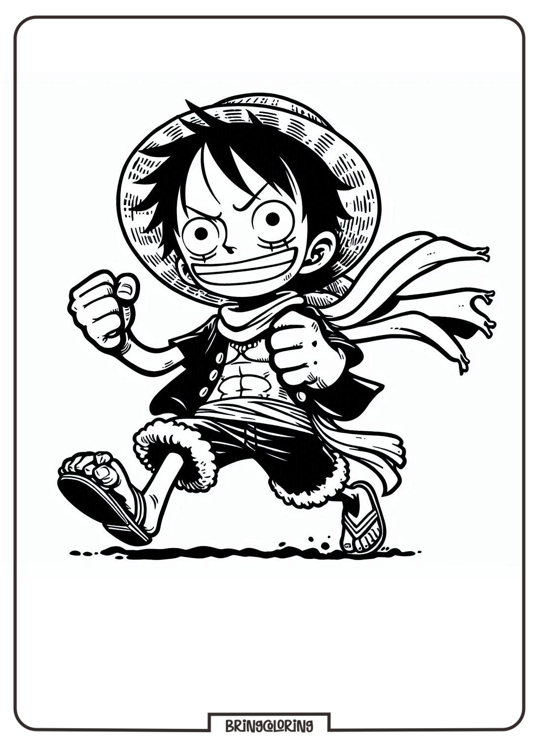 Luffy One Piece Cartoon Coloring Page Bringcoloring.com