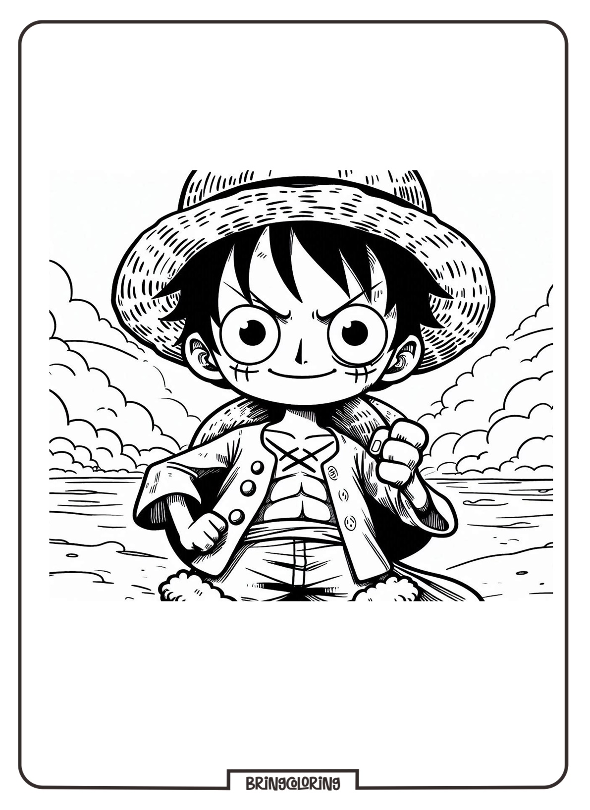 Luffy One Piece Cartoon Coloring Pages Bringcoloring.com