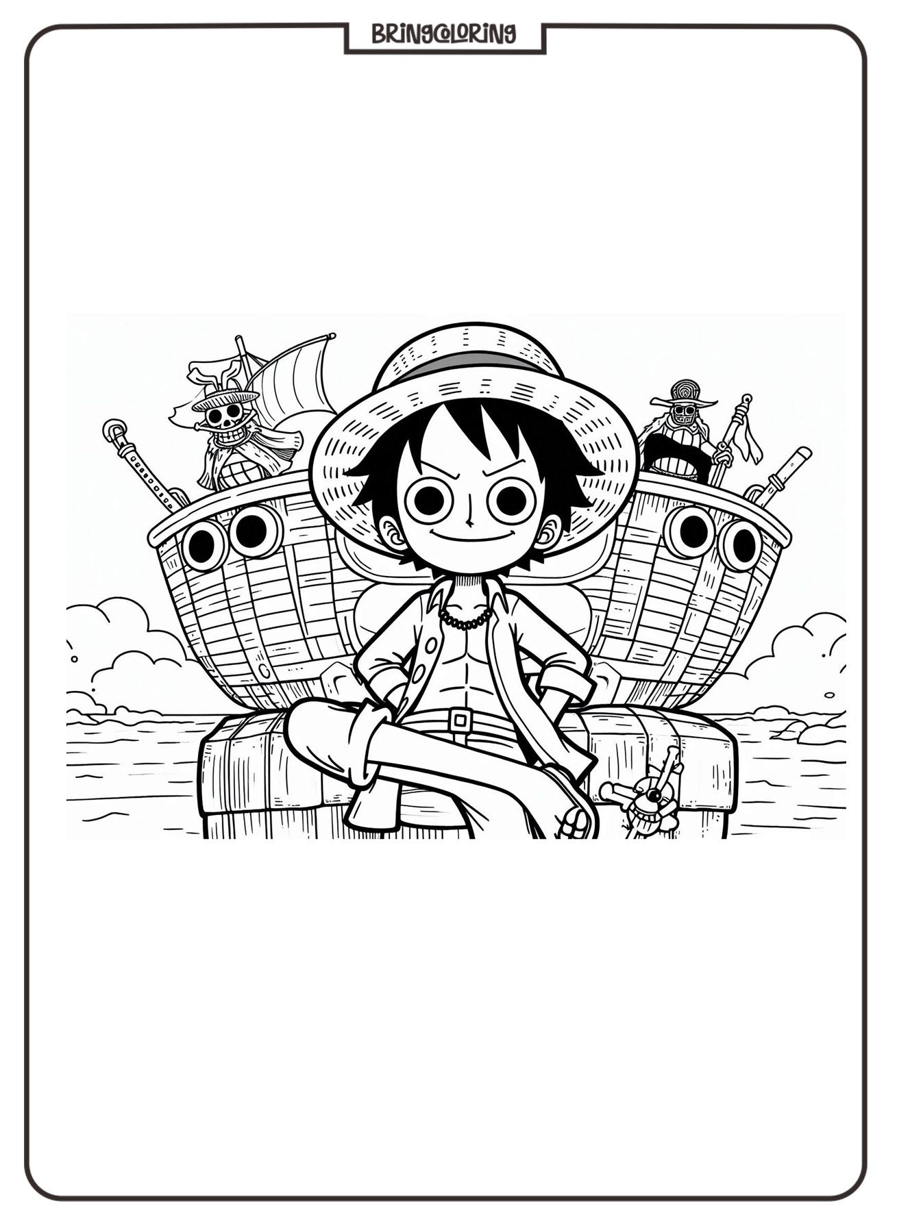 Luffy and his straw hat coloring pages bringcoloring.com