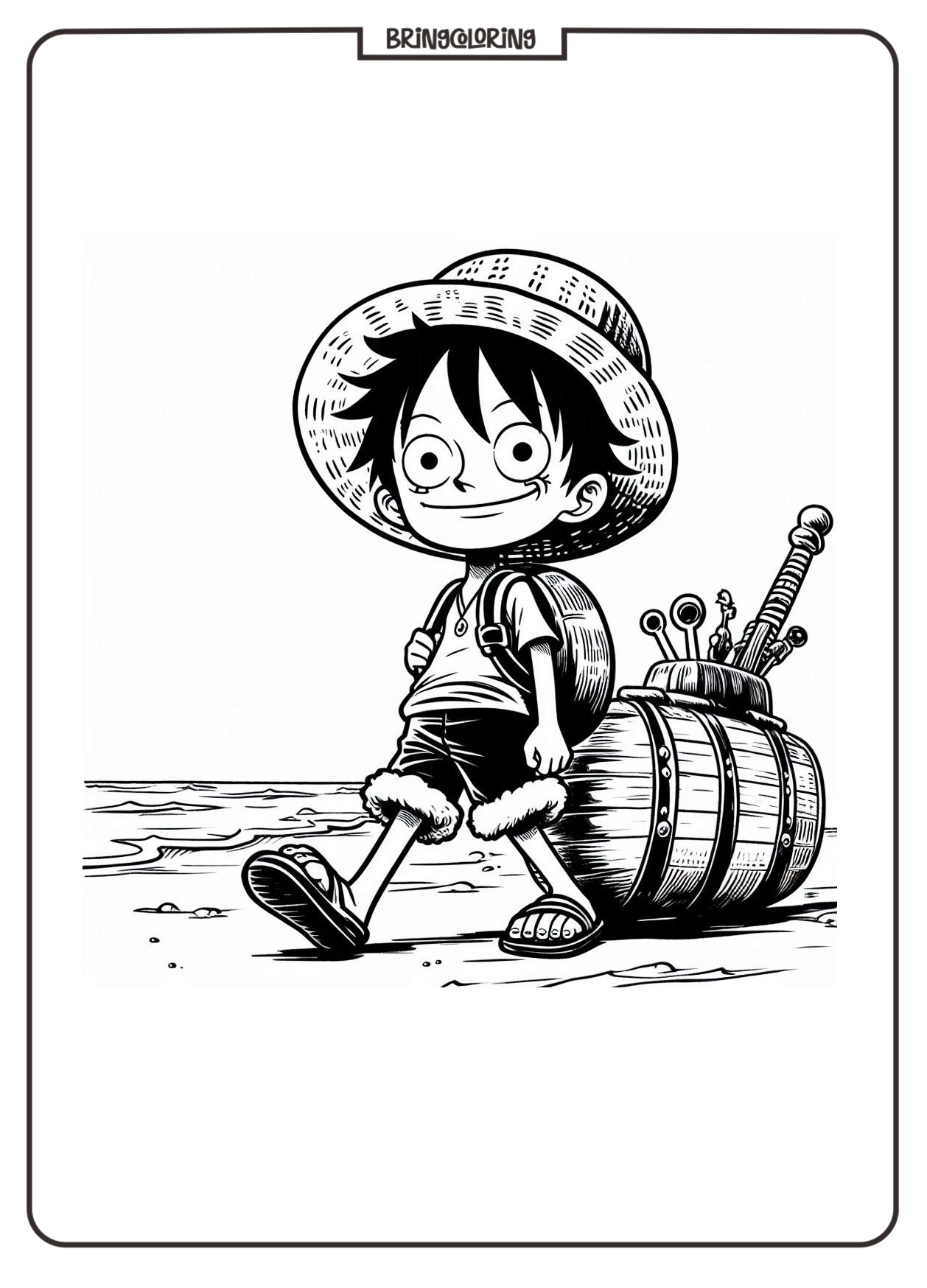 Luffy and his straw hat one piece coloring pages