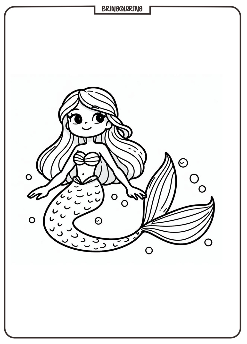 Dive Under the Sea with the Mermaid Coloring Pages for Kids 1 Mermaid coloring online page for kids