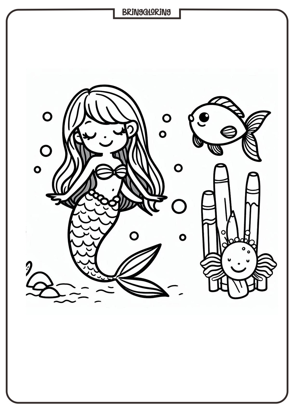 Dive Under the Sea with the Mermaid Coloring Pages for Kids 2 Mermaid coloring online pages for kids