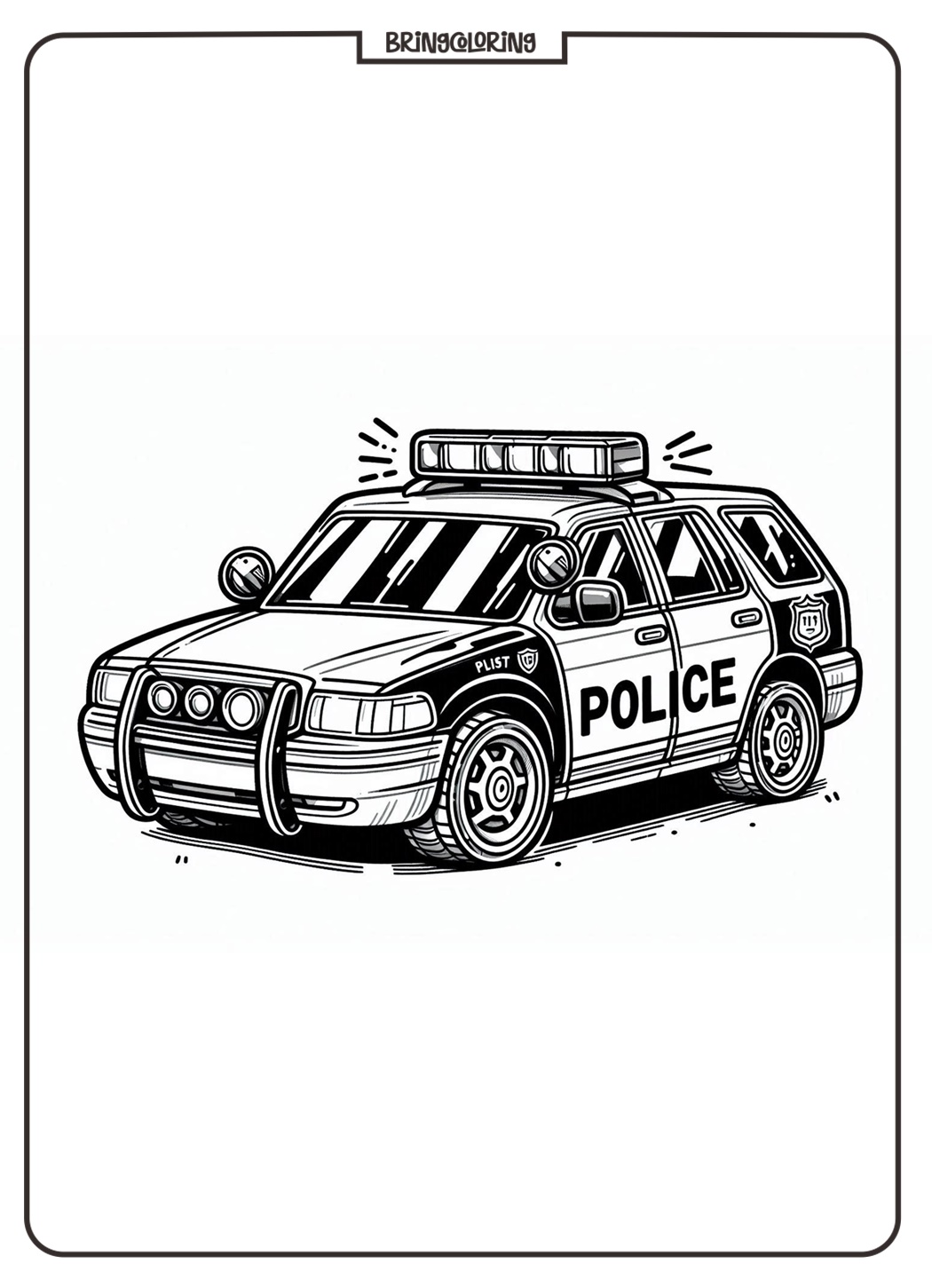 Police Cars Coloring Pages for Kids 1 Police Car Coloring Online Pages for Kid