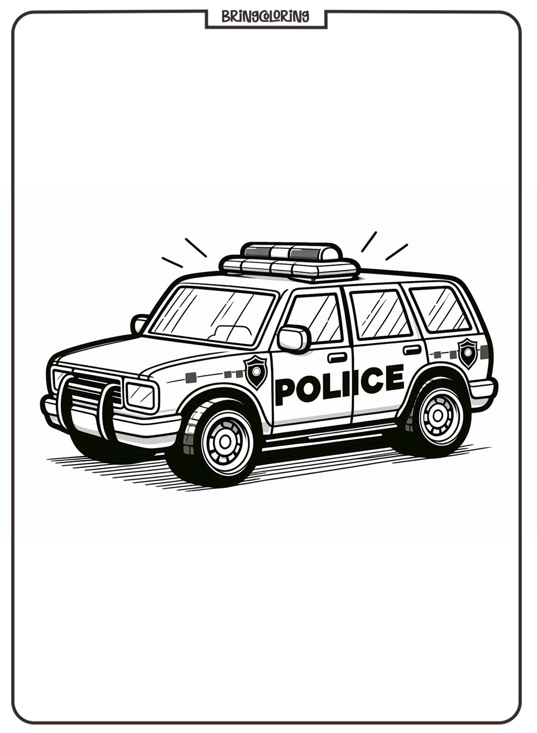 Police Cars Coloring Pages for Kids 2 Police Car Coloring Page for Kids
