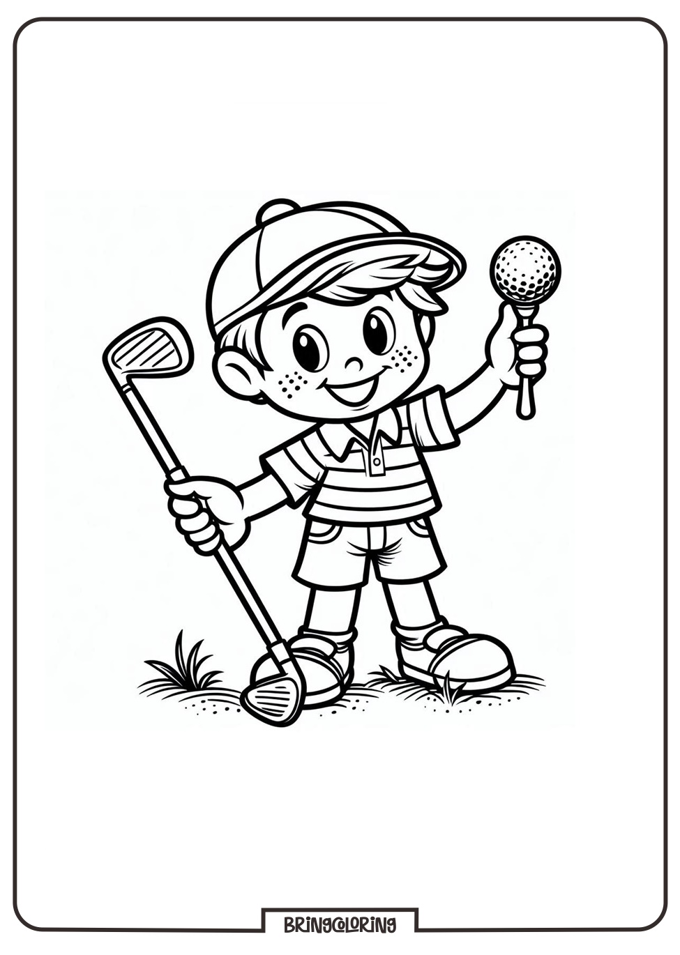 boy playing golf coloring online pages