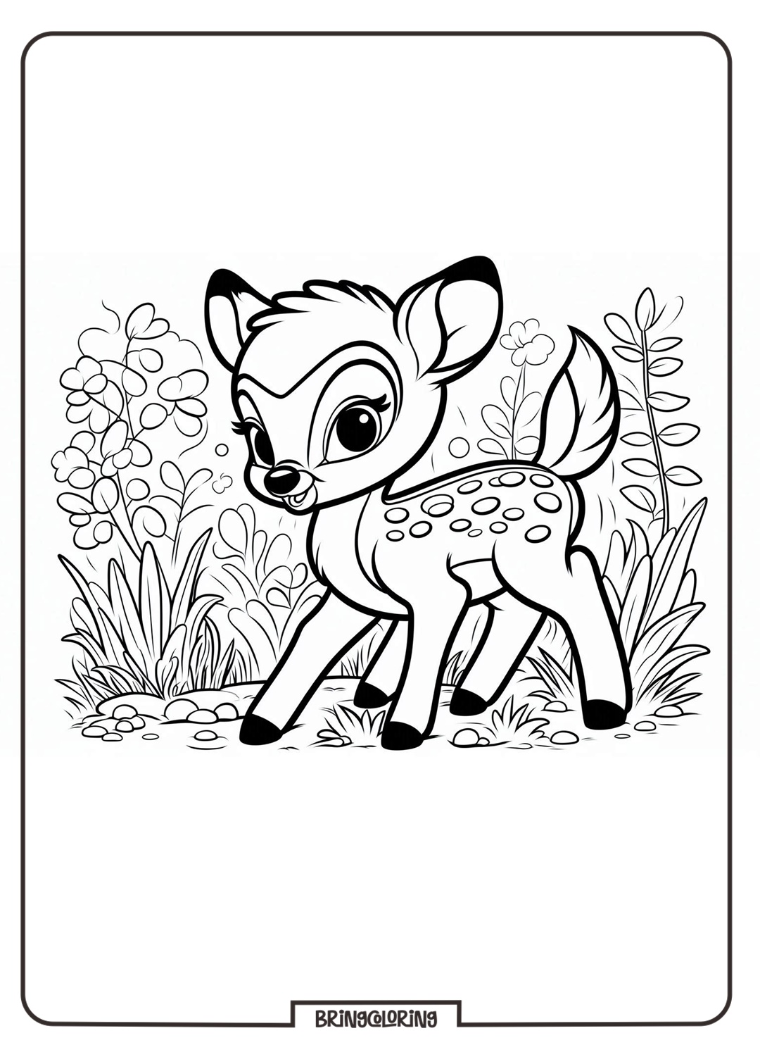 Adorable Deer Bambi Coloring Pages 2 disney bambi coloring page