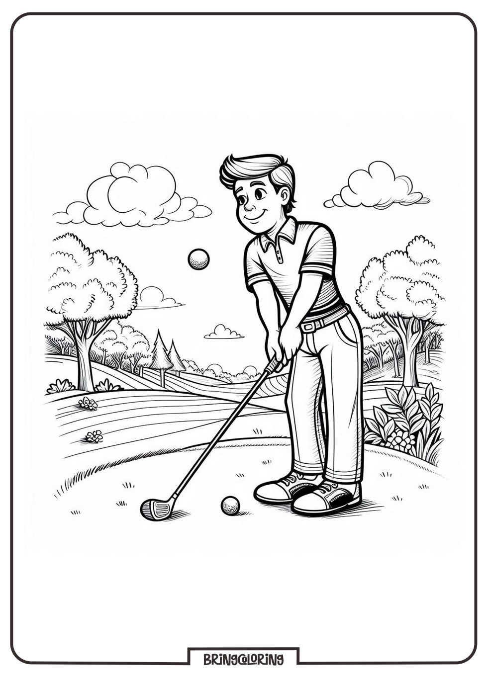 golf coloring online page for kids