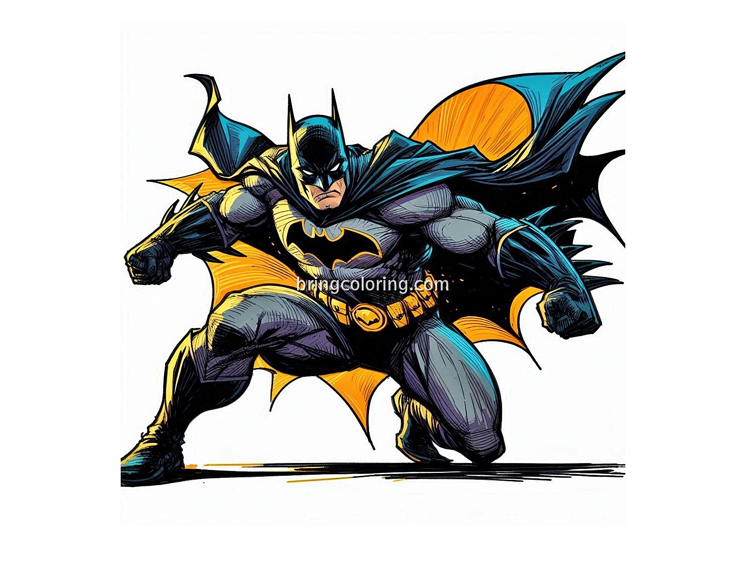 Batman in Action Coloring Pages 4 image of Batman in Action