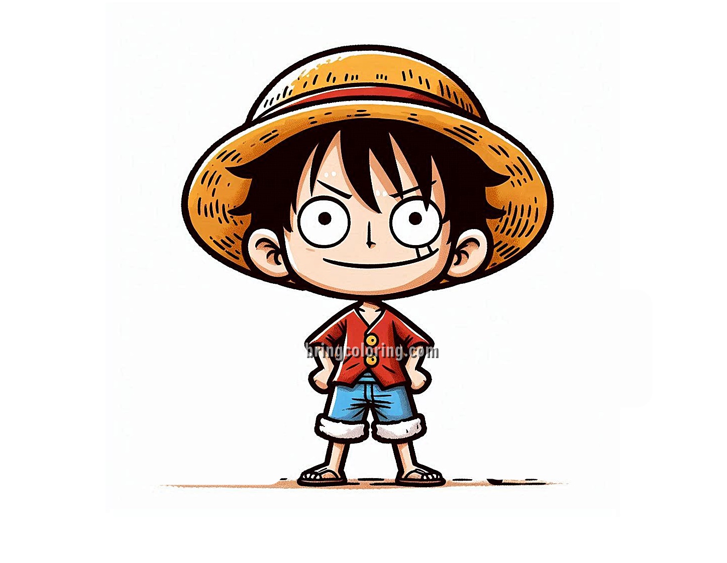 image of Luffy and his straw hat coloring
