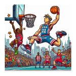 image of basketball slamdunk coloring